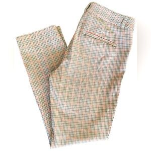 Banana Republic Plaid Sloan Fit Pants Womens Size 4, Red Tan, Cropped, Stretch